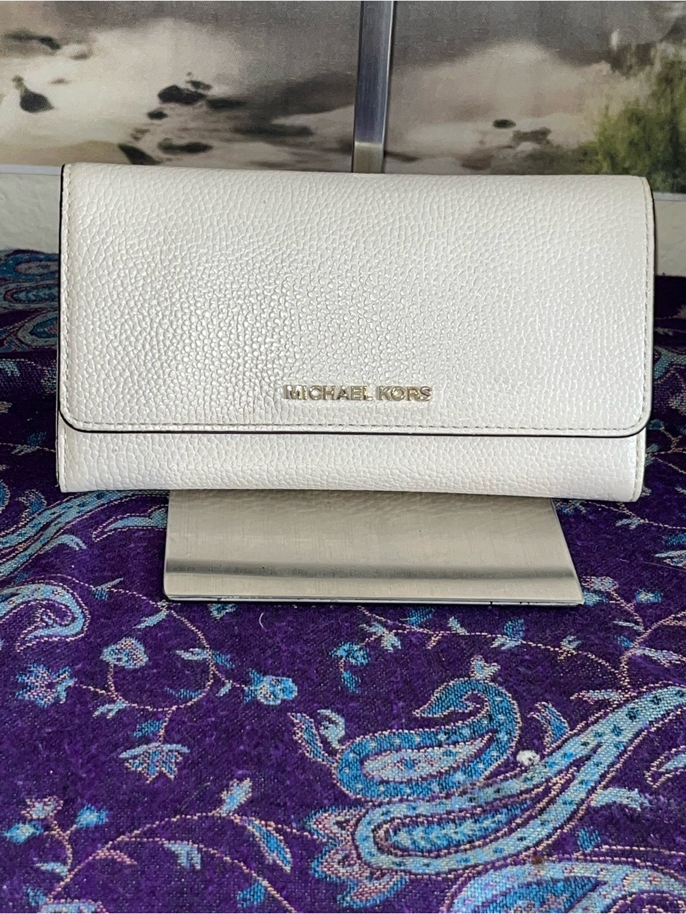 Michael Kors Off-White Pebbled Leather Wallet